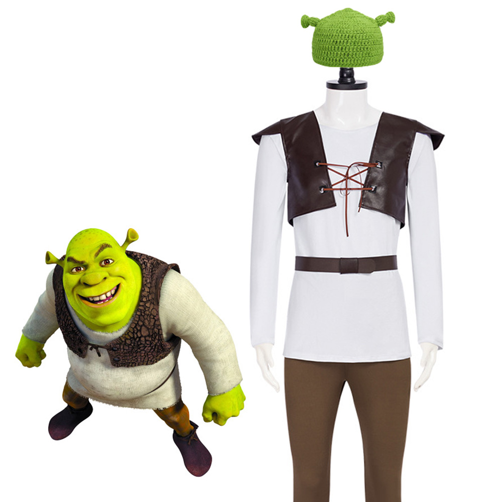 Leather Work Pants - Shrek Cosplay Kostüme Green Hat Shrek