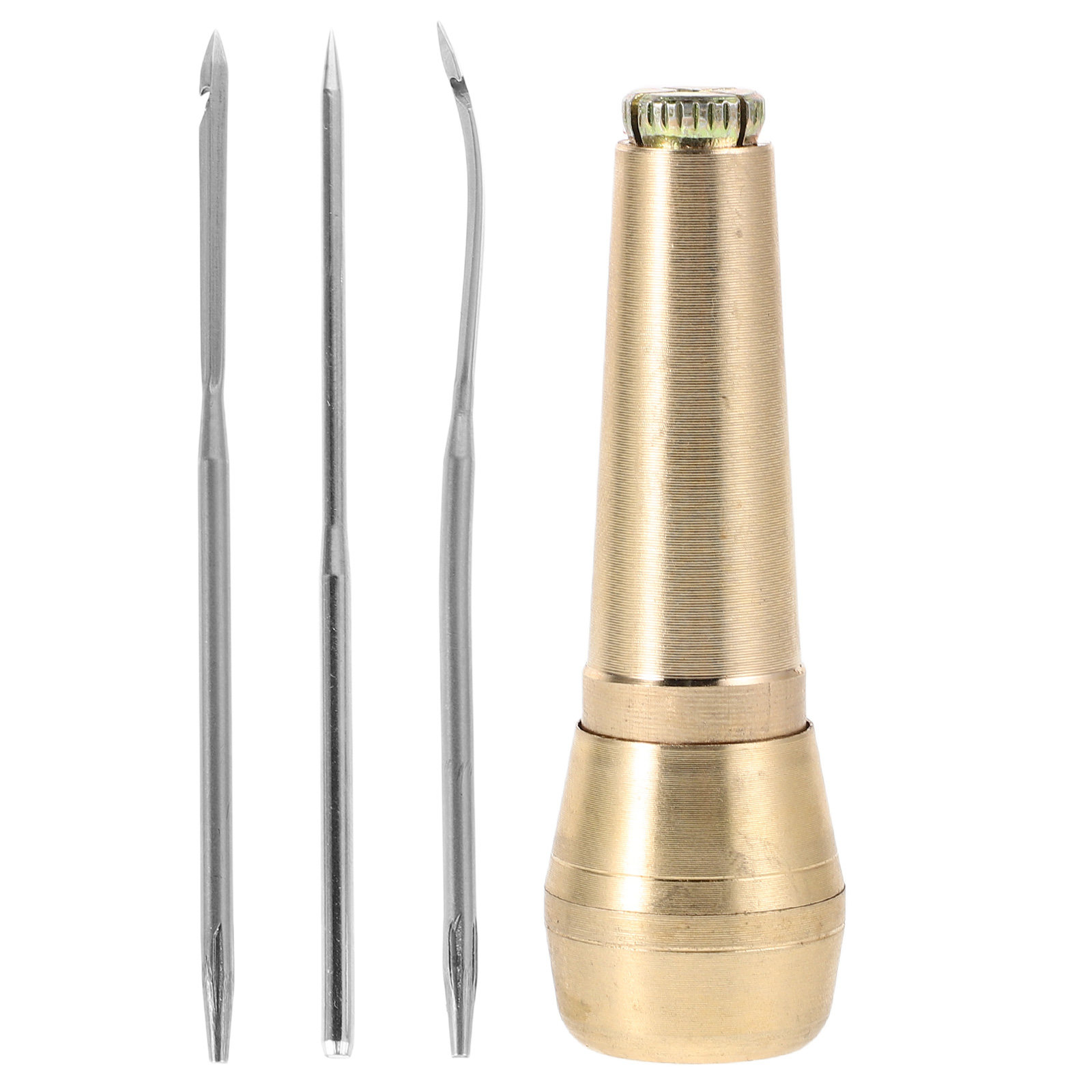 Leatherwork Hand Sewing Needles - 1 Set Robuste Messinggriff-Hakennadel für Schuhsohlenreparatur,