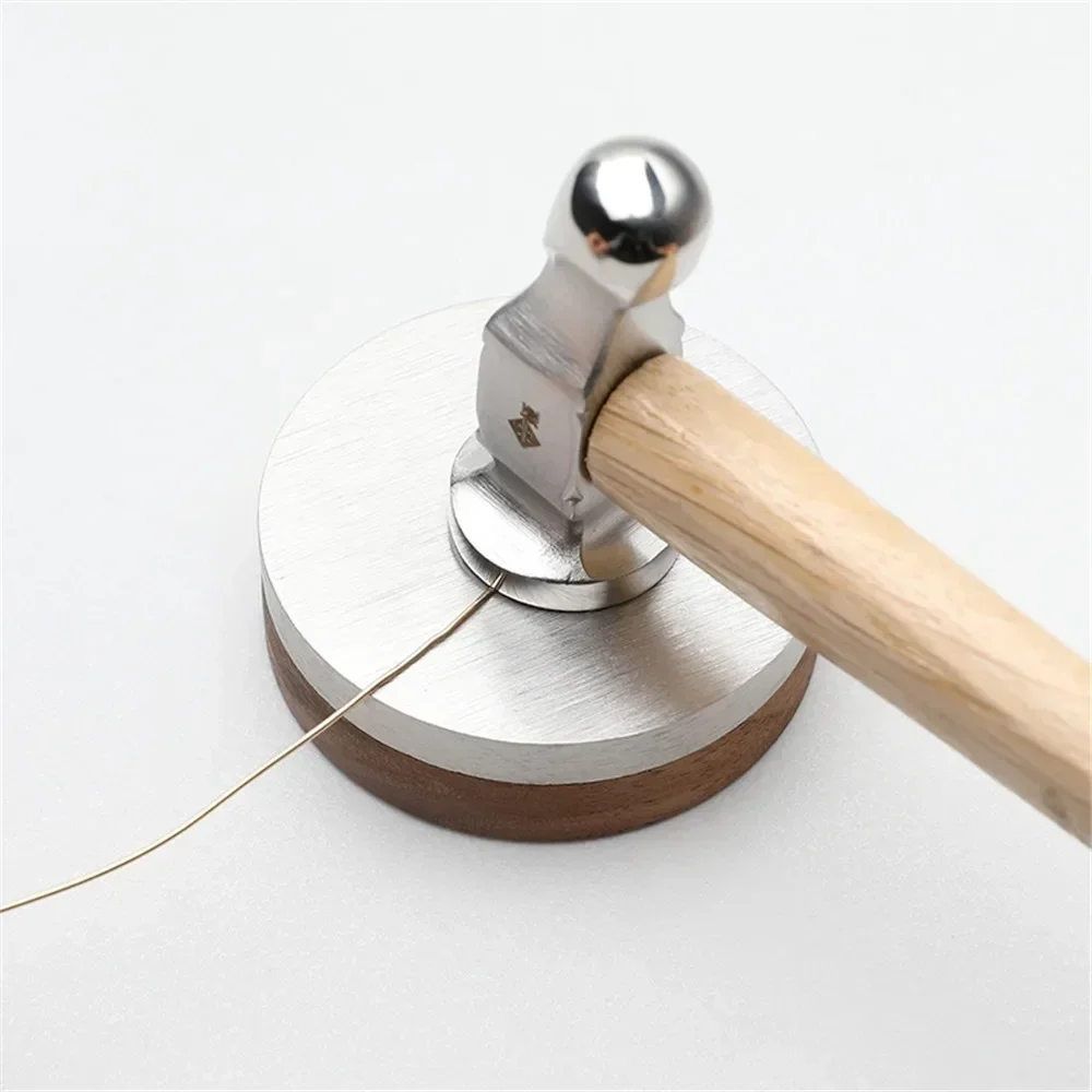 Leatherwork Hammer - Edelstahl-Rundkopfhammer, Mini-Handwerkzeug aus Holz, professionelles Handwerkzeug,