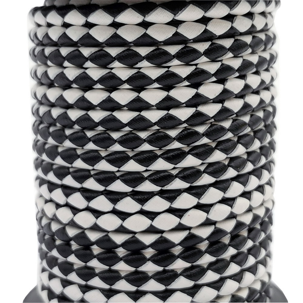 Leatherwork Jewelry - Aaazee 2 yards 4mm rundes schwarz-weißes