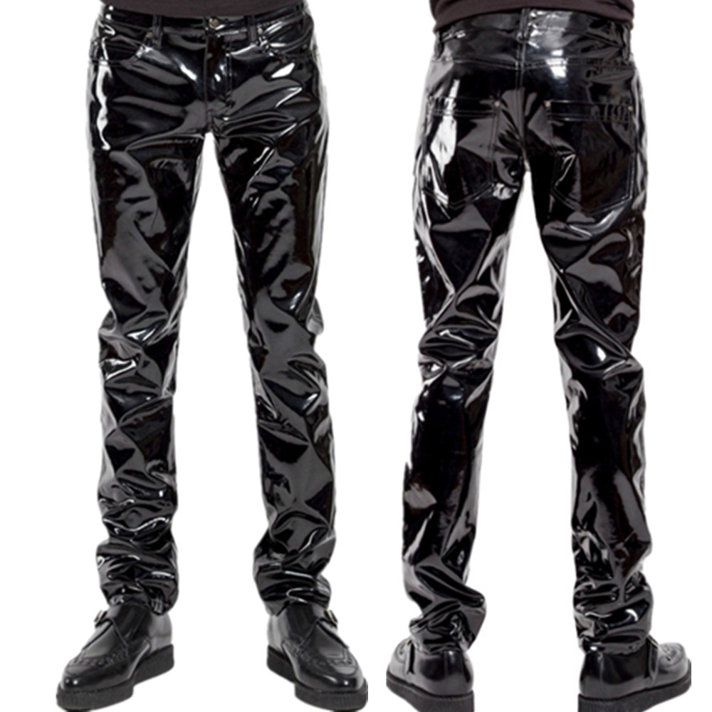 Leather Work Pants - Glänzende PVC Latex Hosen Männer Motorrad