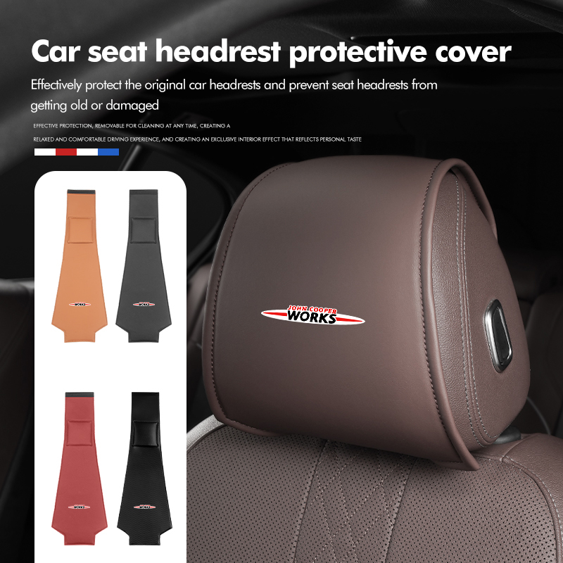 Leather Work For Car - Leder-Autositz-Kopfstützen-Schutzhülle, universelles Zubehör für MINI John