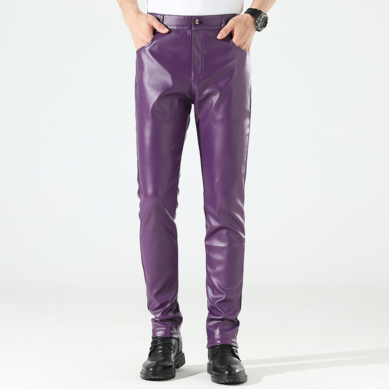 Leather Work Pants - Herren Lederhose Skinny Fit Stretch Mode