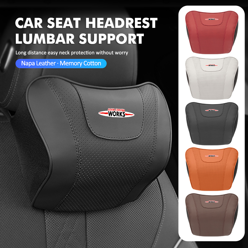 Leather Work For Car - Für MINI Auto Kopfstütze Lendenwirbelstütze Set