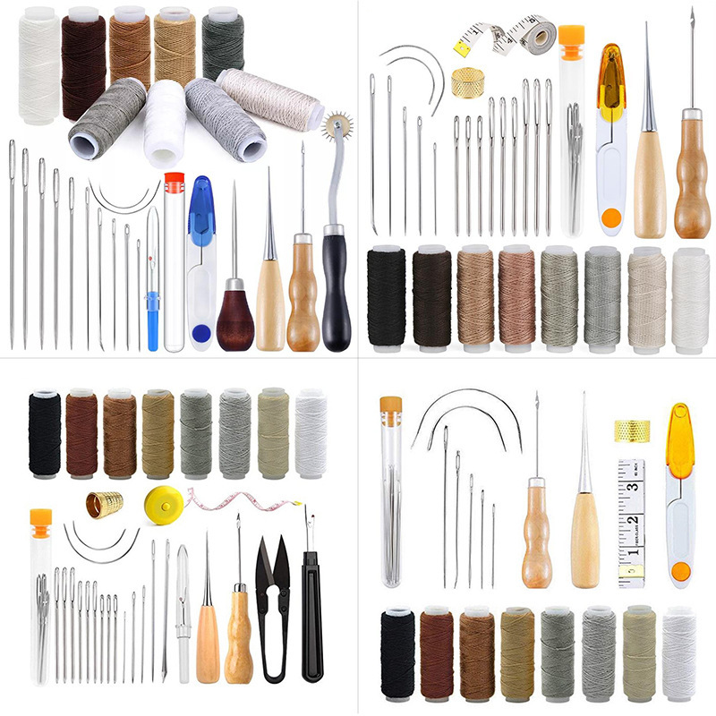 Leatherwork Hand Sewing Needles - Leder-Nähset Lederhandwerk-Werkzeugset Handnähnadeln Ahle Gewachster Faden