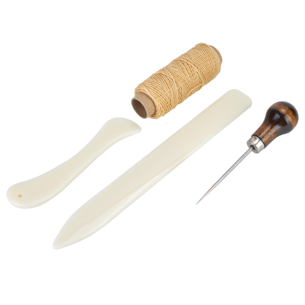 Leatherwork Hand Sewing Needles - 11-teiliges Leder-Nähset mit Knochenfaltwerkzeug, Papierfaltwerkzeug, Nähstanzer,