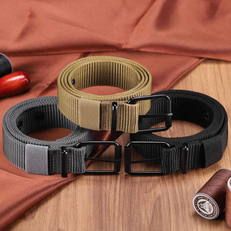 Leatherwork Eyelets - Herren-Gürtel aus porösem Canvas mit Dornschließe,